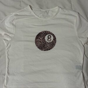 SHEIN White Crop Top with Leopard Print Design